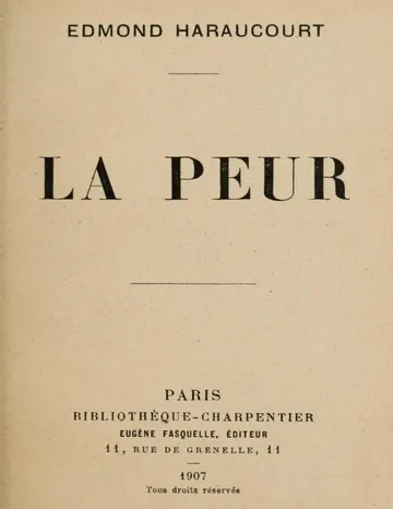 La peur d’Edmond Haraucourt, couverture du livre