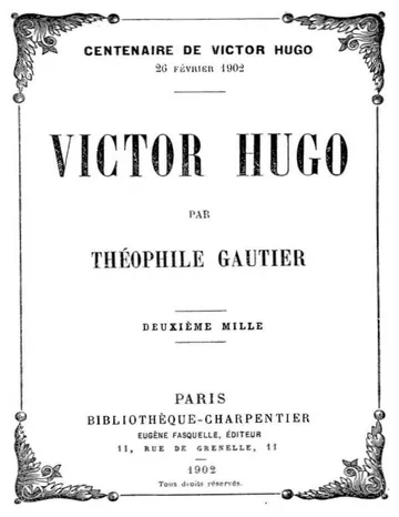 Victor Hugo de Théophile Gautier, couverture du livre
