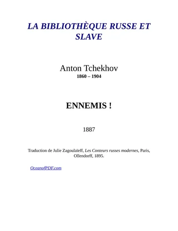 Ennemis ! d’Anton Pavlovitch Tchekhov, couverture du livre