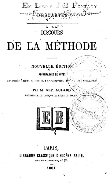 Discours de la méthode de René Descartes, couverture du livre