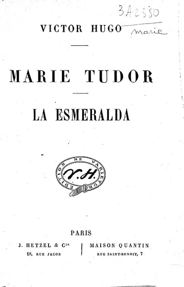 La Esmeralda de Victor Hugo, couverture du livre