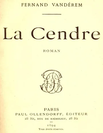 La Cendre: Roman de Fernand Vandérem, couverture du livre