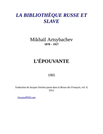 L'Epouvante d’Artsybachev, couverture du livre