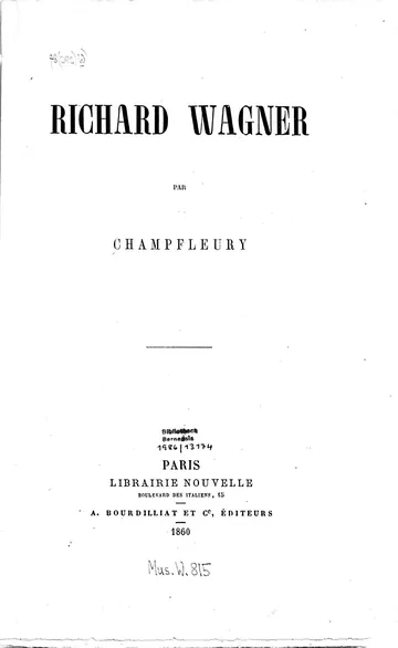 Richard Wagner de Champfleury, couverture du livre