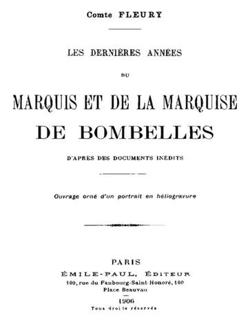 Les Dernières Années du Marquis et de la Marquise de Bombelles de comte Maurice Fleury, couverture du livre