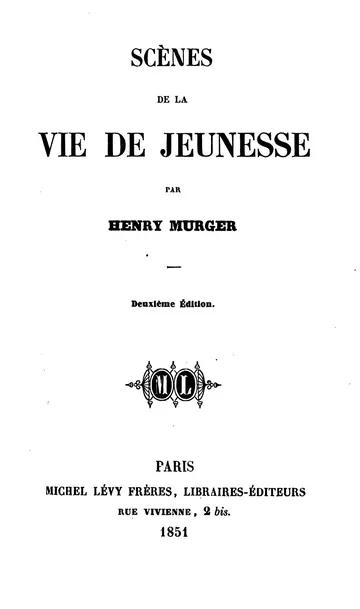 Scènes de la vie de jeunesse: Nouvelles d’Henri Murger, couverture du livre