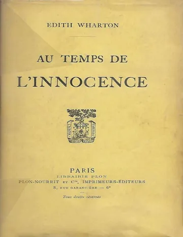 Au temps de l'innocence d’Edith Wharton, couverture du livre