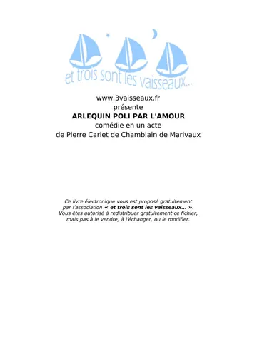 Arlequin poli par l'Amour de Marivaux, couverture du livre