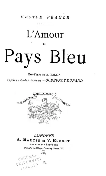 L'amour au pays bleu d’Hector France, couverture du livre