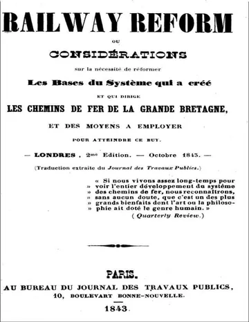 Railway Reform / ou considérations sur la nécessité de réformer les bases du système qui a créé et qui dirige les chemins de fer de la Grande Bretagne, et des moyens à employer pour atteindre ce but. d’Anonymous, couverture du livre
