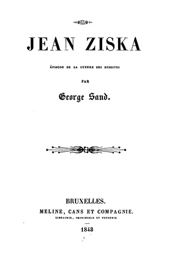 Jean Ziska: épisode de la guerre des Hussites de George Sand, couverture du livre