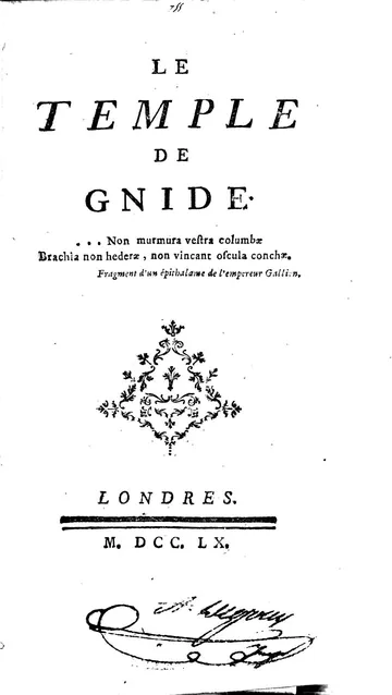 Le temple de Gnide de Charles de Secondat, baron de Montesquieu, couverture du livre