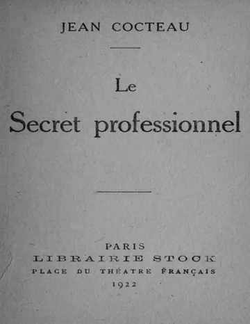 Le Secret professionnel de Jean Cocteau, couverture du livre