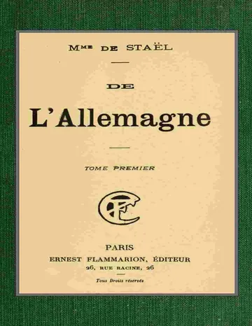 De l'Allemagne; t.1 de Madame de Staël, couverture du livre