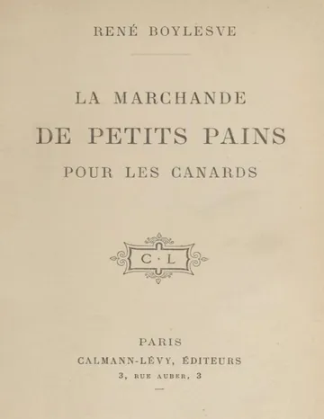 La marchande de petits pains pour les canards de René Boylesve, couverture du livre