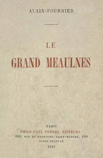 Le Grand Meaulnes d’Alain-Fournier, couverture du livre