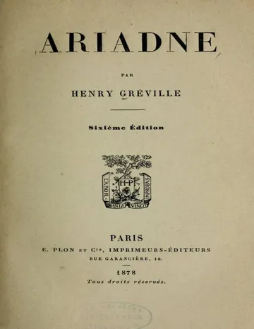 Ariadne d’Henry Gréville, couverture du livre
