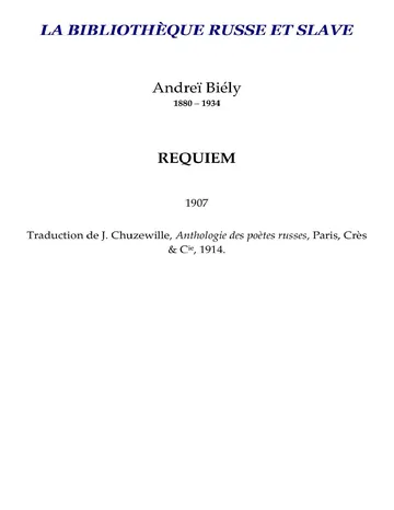 Requiem de Biély, couverture du livre