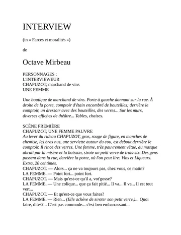 Interview d’Octave Mirbeau, couverture du livre