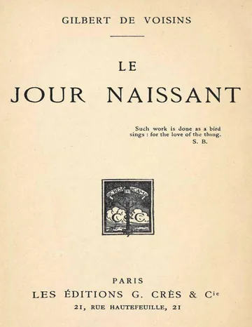 Le jour naissant d’Auguste Gilbert de Voisins, couverture du livre
