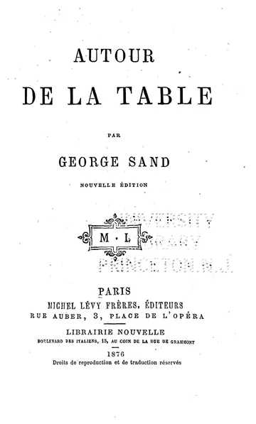 Autour de la table de George Sand, couverture du livre