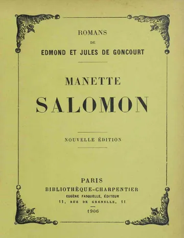 Manette Salomon d’Edmond de Goncourt, couverture du livre