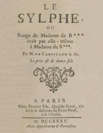 Le Sylphe ou, Songe de Mme de R***, écrit par elle-même à Mme de S*** by Crébillon de Claude-Prosper Jolyot de Crébillon, couverture du livre