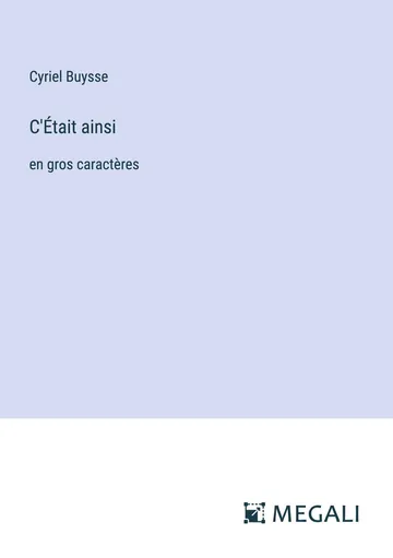 C'Était ainsi... de Cyriel Buysse, couverture du livre