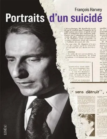 Portraits d'un suicidé d’Harvey François, couverture du livre