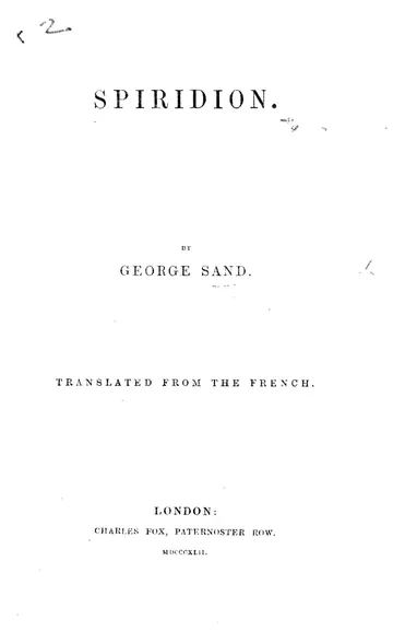 Spiridion de George Sand, couverture du livre