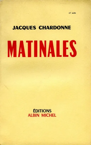 Matinales de Jacques Chardonne, couverture du livre