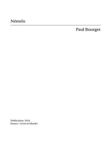 Néméis de Paul Bourget, couverture du livre