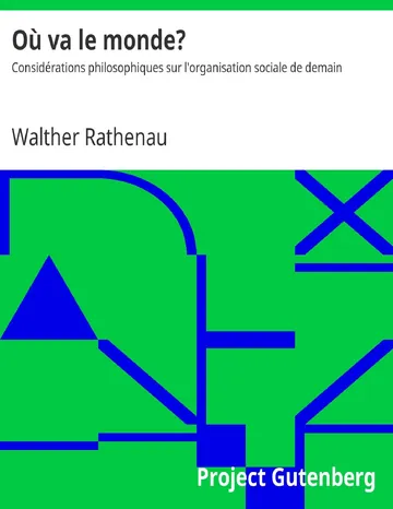 Où va le monde? de Walther Rathenau, couverture du livre
