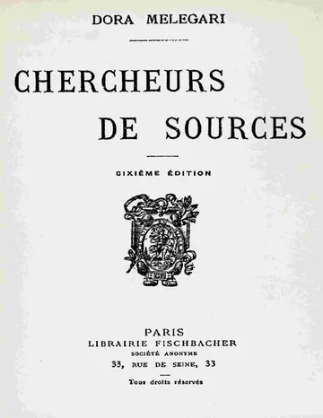 Chercheurs de sources de Dora Melegari, couverture du livre