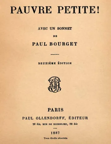 Pauvre petite! de Paul Bourget, couverture du livre