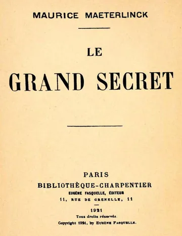 Le grand secret de Maurice Maeterlinck, couverture du livre