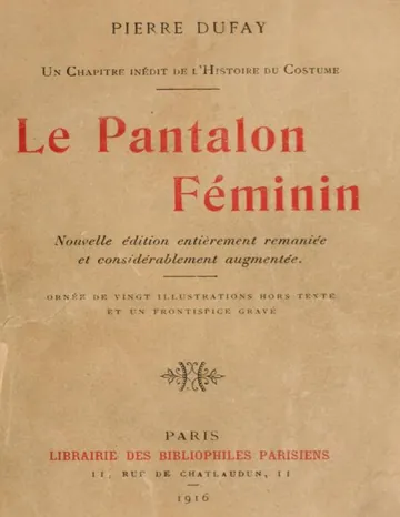 Le Pantalon Féminin de Pierre Dufay, couverture du livre