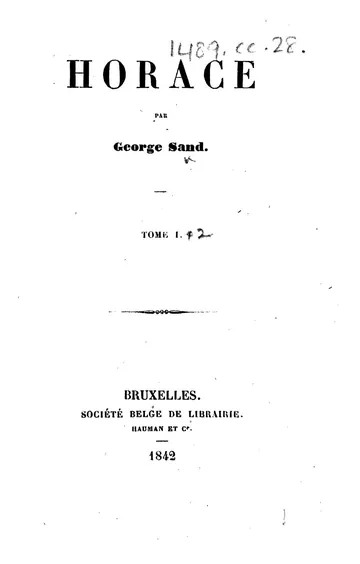 Horace de George Sand, couverture du livre