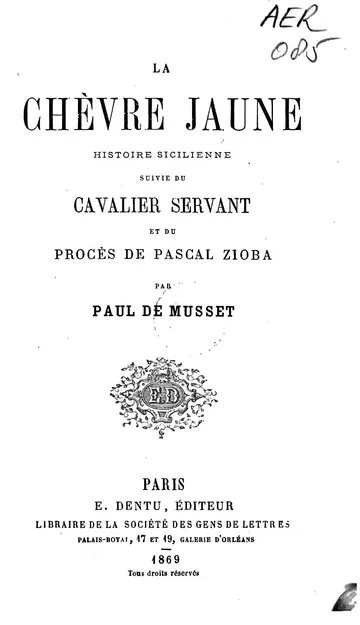 La Chèvre Jaune de Paul de Musset, couverture du livre