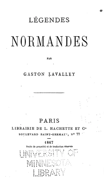 Légendes Normandes de Gaston Lavalley, couverture du livre