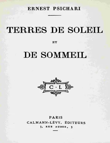 Terres de soleil et de sommeil d’Ernest Psichari, couverture du livre