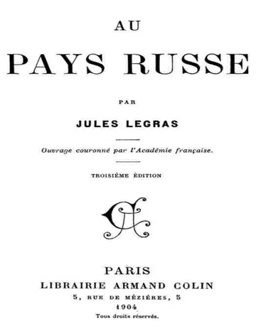 Au pays russe de Jules Legras, couverture du livre