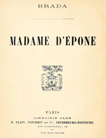 Madame d'Épone de Brada, couverture du livre