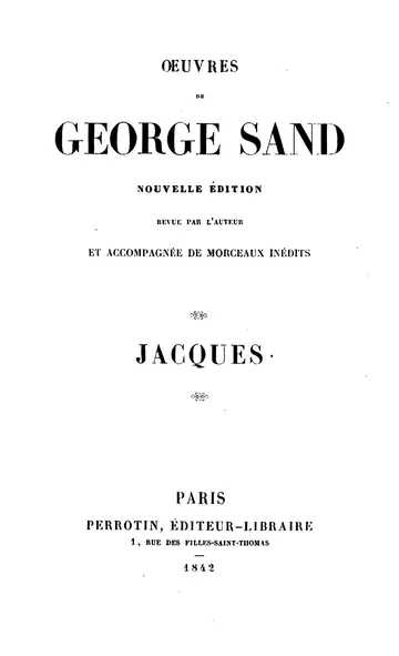 Jacques de George Sand, couverture du livre