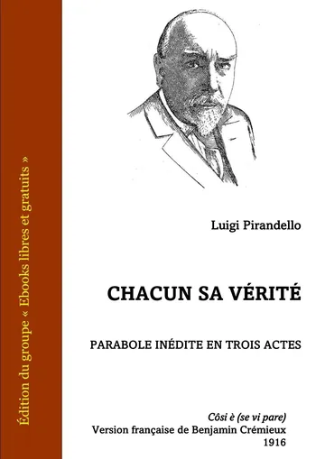 Chacun sa vérité de Luigi Pirandello, couverture du livre