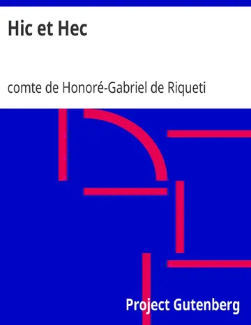 Hic et Hec de comte de Honoré-Gabriel de Riqueti Mirabeau, couverture du livre