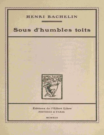 Sous d'humbles toits d’Henri Bachelin, couverture du livre