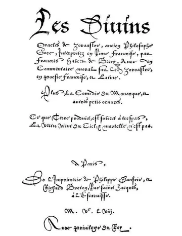 Les Divins Oracles de Zoroastre, ancien Philosophe Grec, Interpretez en Rime Françoise, par François Habert de Berry; Avec un Commentaire moral sur ledit Zoroastre, en Poesie Françoise, et Latine. de François Habert, couverture du livre