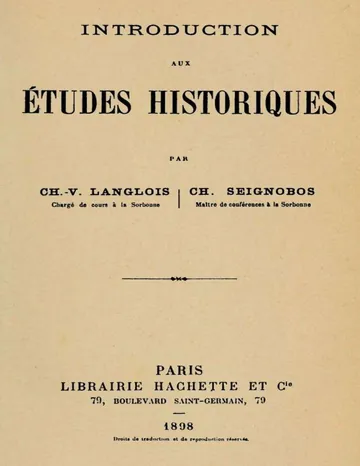Introduction aux études historiques de Charles Victor Langlois, couverture du livre