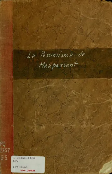Le Pessimisme de Maupassant de Léon Gistucci, couverture du livre